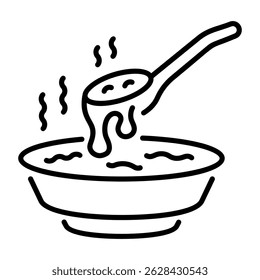 An outline style icon of potage soup