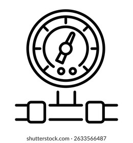 Un icono de estilo de contorno del medidor de presión