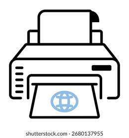 A outline style icon of printer printing paper