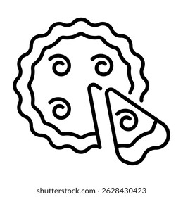 An outline style icon of pumpkin pie