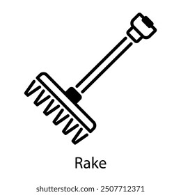 An outline style icon of rake 