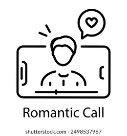 An outline style icon of romantic call 
