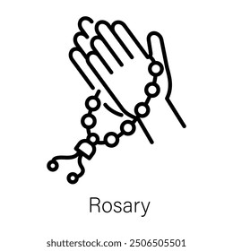 An outline style icon of rosary hands 