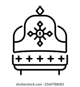 An outline style icon of a russian boyar hat 