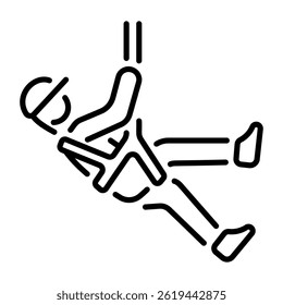 An outline style icon of a safety harness