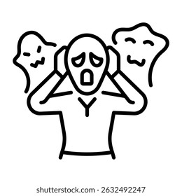 An outline style icon of scared