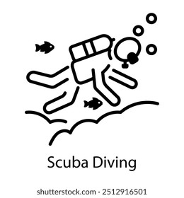 An outline style icon of scuba diving  