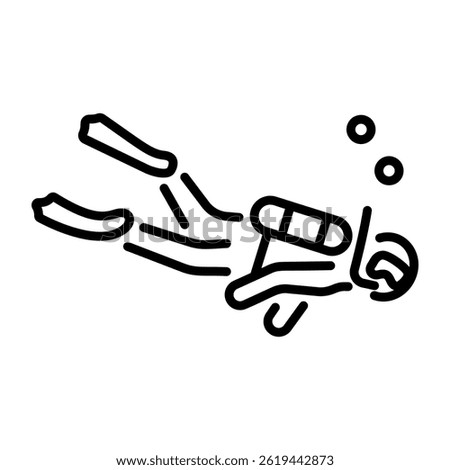An outline style icon of a scuba diving adventure