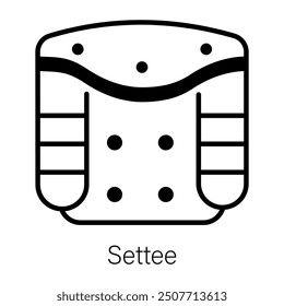 An outline style icon of settee 