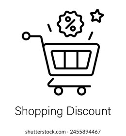 An outline style icon of shopping discount 