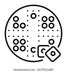 An outline style icon showing aggravation board