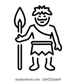 An outline style icon showing caveman