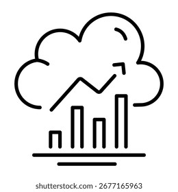 An outline style icon showing cloud analytics
