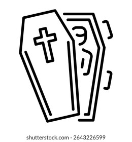 An outline style icon showing coffin