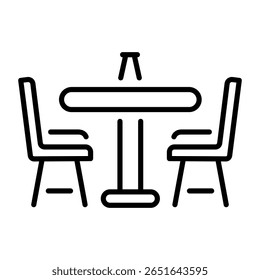 An outline style icon showing dining table
