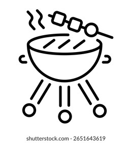 An outline style icon showing grill