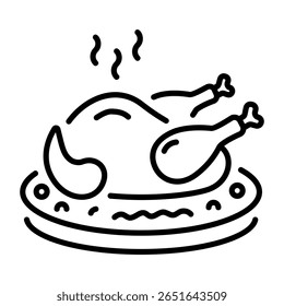 Um ícone de estilo de estrutura de tópicos mostrando frango torrado