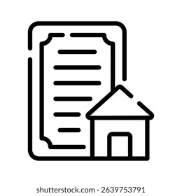 A outline style icon showing signed home document