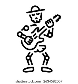Um ícone de estilo de estrutura de tópicos mostrando um esqueleto mariachi