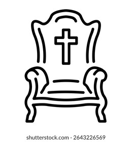 An outline style icon showing throne