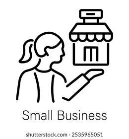 An outline style icon of small business 