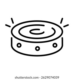 Um ícone de estilo de contorno de robô de vácuo de limpeza inteligente