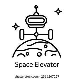 Um ícone de estilo de estrutura de tópicos do elevador espacial 