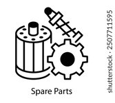 Outline style icon of spare parts 