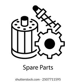 Outline style icon of spare parts 