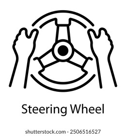 An outline style icon of steering wheel 