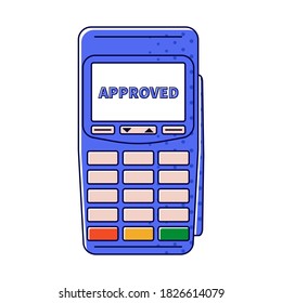 Outline style illustration: banner of a banking terminal isolated on white. Payment method designation.