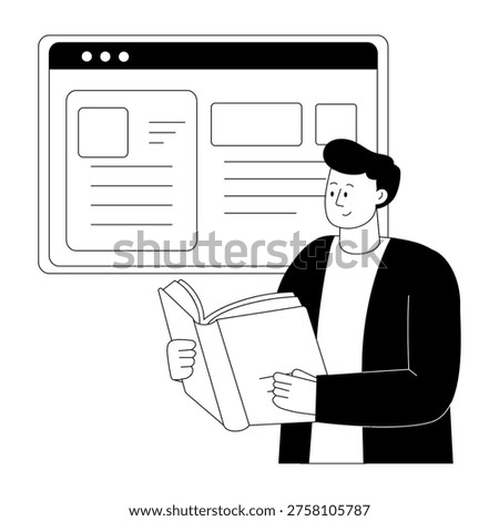 An outline style illustration depicting learning article