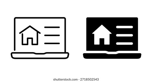 Umriss Stil Laptop und Tablet mit Immobilien Website-Symbole
