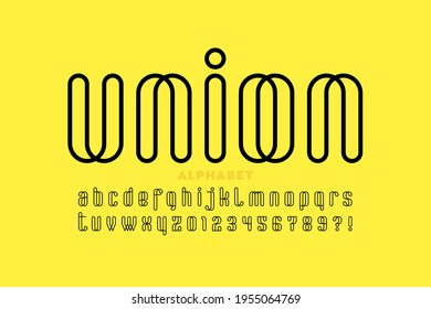 Outline Style Modern Font, Lowercase Typography Design, Alphabet Letters And Numbers Vector Illustration