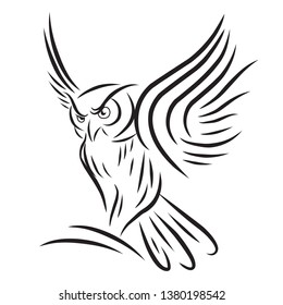 Outline style owl icon vector on the white background. Owl icon vector for element design. Vector illustration EPS.8 EPS.10