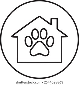 Outline style pet shelter icon for websites and apps focused on animal care