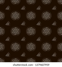 Outline style pizza vector seamless pattern, pizza texture,