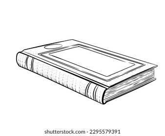 Outline style single book with hardcover vector illustration isolated on white background