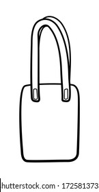Outline style textile ecobag isolated illustration. White background, vector.