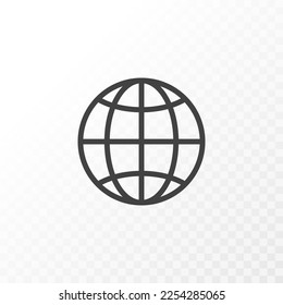 Outline style ui icons collection. Vector black linear illustration. World globe and internet network technology line symbol isolated on background. Design element.