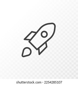 Outline style ui icons collection. Vector black linear illustration. Rocket fly business startup and technology line symbol isolated on background. Design element.