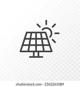 Outline style ui icons collection. Vector black linear illustration. Solar panel with sun symbol isolated on background. Design element for business, ecology, energy industry.