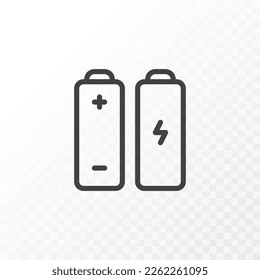 Outline style ui icons collection. Vector black linear illustration. Battery symbol isolated on background. Design element for business, ecology, energy industry.