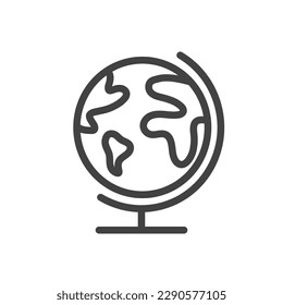 Outline style ui icons education and school class collection. Vector black linear illustration. Globus symbol isolated on background. Design element for science, industry, geography.