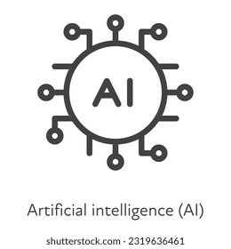 Outline style ui icons hard skill collection. Technical and IT. Vector black linear icon illustration. Artificial intelligence AI symbol isolated on white background. Design element