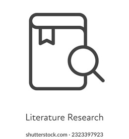 Outline style ui icons hard skill collection. Education and science. Vector black linear icon illustration. Literature research book magnifier glass symbol isolated on white background. Design element