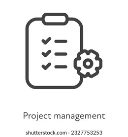 Outline style ui icons hard skill collection. Management and business. Vector black linear icon illustration. Industry gear and checklist arrow symbol isolated on white background. Design element