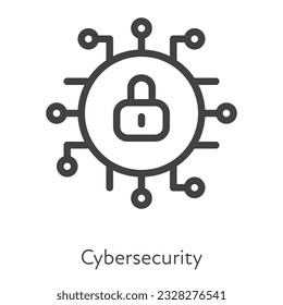 Outline style ui icons hard skill collection. Technology and business. Vector black linear icon illustration. Lock with chip connection cybersecurity symbol isolated on white. Design element