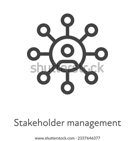 Outline style ui icons hard skill collection. Management and business. Vector black linear icon illustration. Stakeholder and investor chart symbol isolated on white background. Design element