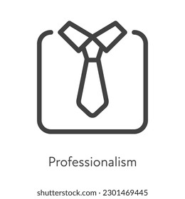 Outline style ui icons soft skill for business collection. Vector black linear illustration. Professionalism. Corporation suit with tie symbol isolated. Design for corporate training